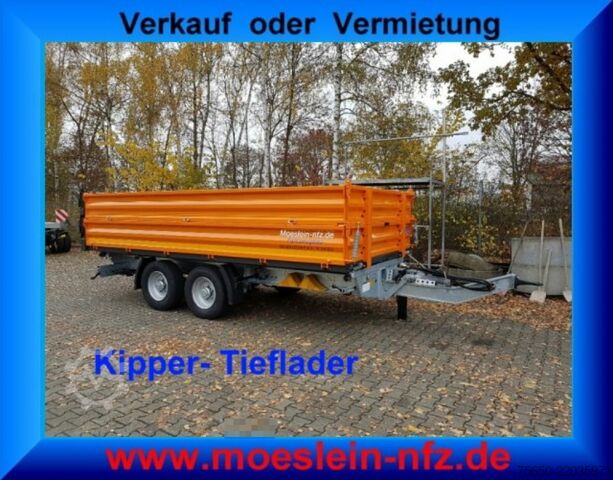 Kippanhänger Möslein TTD11- BA Orange  neuer Tandem 3- Seitenkipper Tiefladermit Bordwand- Aufsatz-- Neufahrzeug --