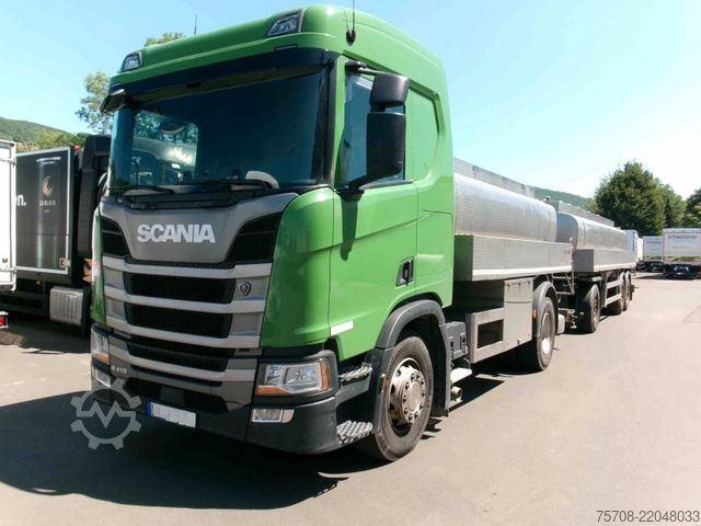 Tanker truck SCANIA R 410 Gliederzug mit HLW Lebensmittel-Tank