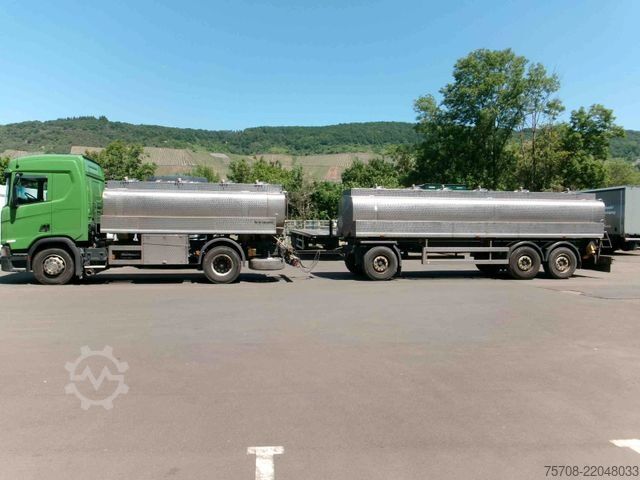 Tanker truck SCANIA R 410 Gliederzug mit HLW Lebensmittel-Tank