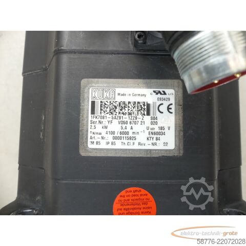 Control unit KUKA 1FK7081-5AZ91-1ZZ9-Z S04 Servomotor SN: YFVD50670721020