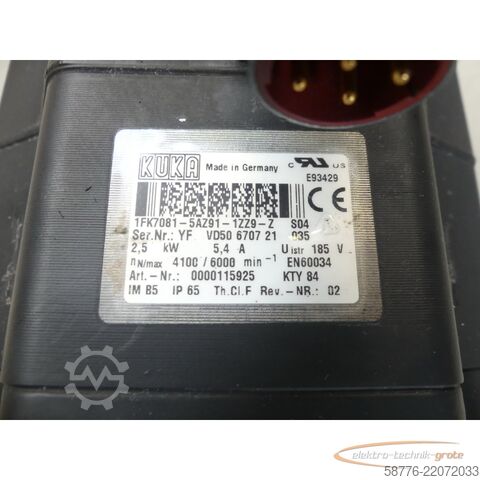 Control unit KUKA 1FK7081-5AZ91-1ZZ9-Z S04 Servomotor SN: YFVD50670721035