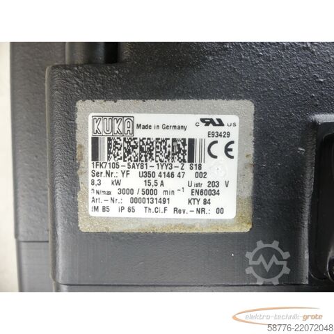 Control unit KUKA 1FK7105-5AY81-1YY3-Z S18 Servomotor SN: YFU350414647002
