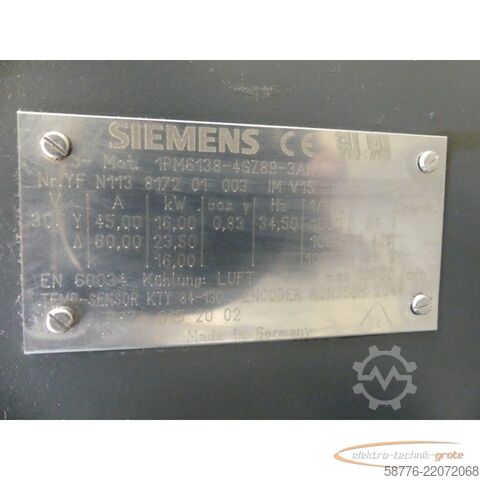 Control unit Siemens 1PM6138-4GZ89-3AR1 Hauptspindelmotor SN: YFN113817201003