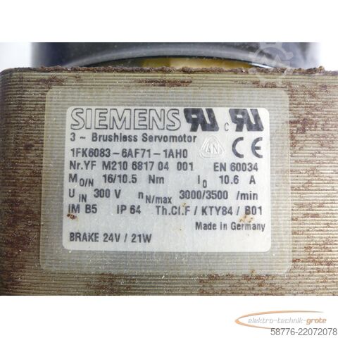 Control unit Siemens Stator für 1FK6083-6AF71 Servomotor SN: YFM210681704001