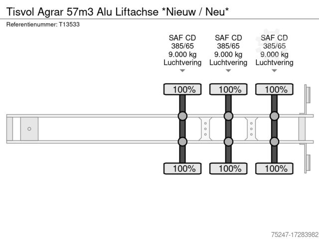 Kipper Tisvol Agrar 57m3 Alu Liftachse *Nieuw / Neu*