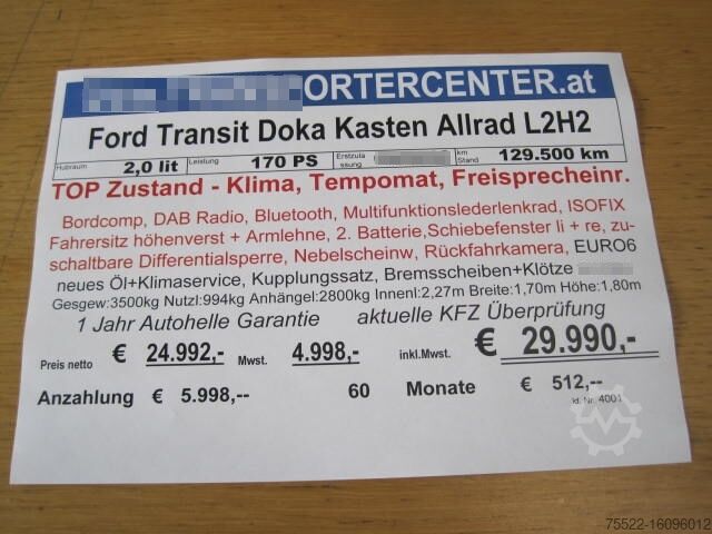 Box van high + long Ford Transit