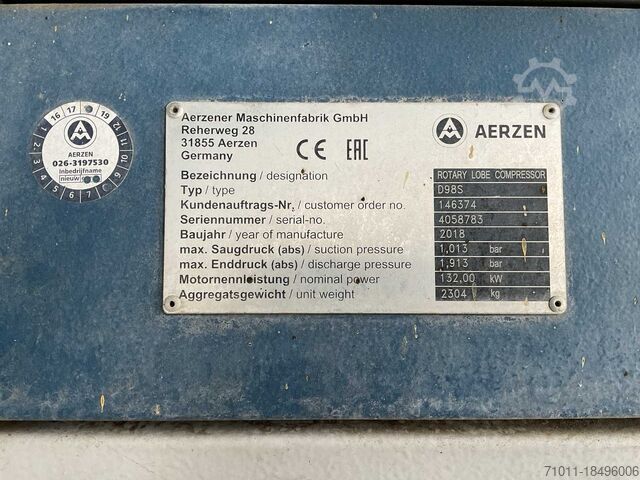 Rotary Lobe Compressor Aerzen Delta Hybride D98S