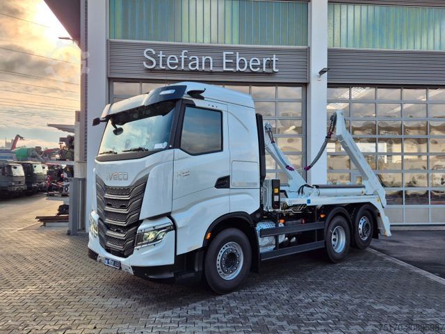 Skip truck IVECO AS280X58Y/ PS ON Meiller AK 16. T Funk AHK Cam