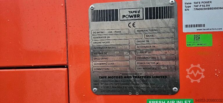 Generator set Eurotrac TAFE AGGREGATEN 62 en 25 kva