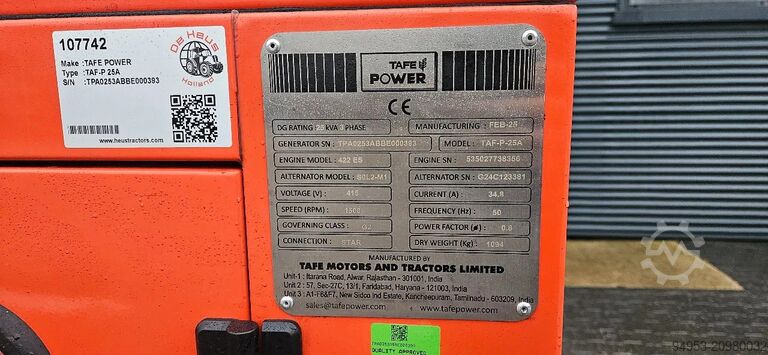 Generator set Eurotrac TAFE AGGREGATEN 62 en 25 kva
