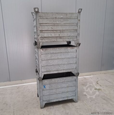 Stacking container container metal container SSI Schäfer / Feuerverzinkt / 3 Stück / Abm.: 850x550x670mm (BxTxH) / 4 Kranösen