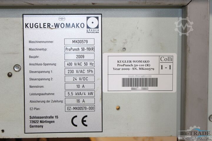 Fully Automatic Punching System KUGLER-WOMAKO ProPunch 50-110 R