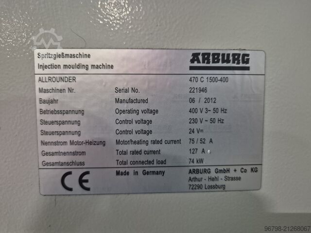 Injection molding machine Arburg GOLDEN EDITION 470-1500-400  2012