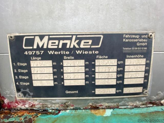 Pferdeanhänger MENKE-JANZEN 3.Stock Viehanhänger 56m² 40 km/h Zulassung