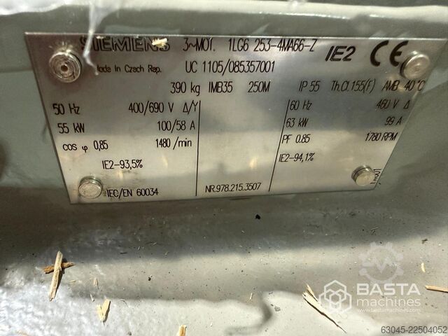 SIEMENS 3~ MOTOR 1LG6 220-4MA66-Z | 50HZ(400/609V, 37KW)/ 60HZ (460V, 42.5KW) SIEMENS 3~ MOTOR 1LG6 220-4MA66-Z | 50HZ(400/609V, 37KW)/ 60HZ (460V, 42.5KW)