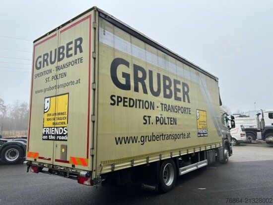 Flatbed truck with tarp SCANIA P 250 4X2, EDSCHA-VERDECK, VOLL-LUFT, E6, JUMBO