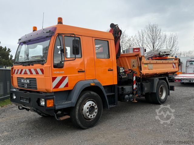 Kipper LKW MAN LE18.280 Doka/7Sitze/Automatik/Kipper/Kran/Winde