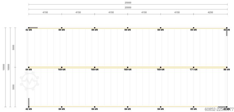 Lagerbühne 10x25m Lagerbühne , Belastung : 500kg/qm Unterkante: 3,0m , ca. 250qm Systembühne