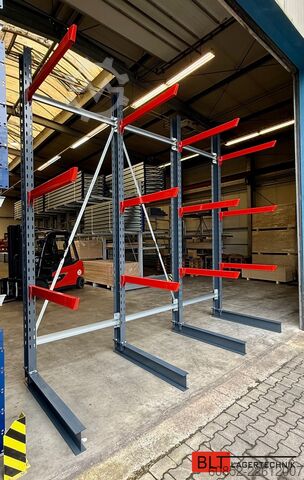 Cantilever racking, heavy-duty racking for long goods ca. 4 lfm. Kragarmregal H: 400cm ,Fuß +3 650 kg Belastung pro Arm , Langgutregal