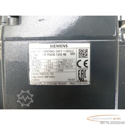 Control unit Siemens 1FK7063-2AF71-1RH0-Z YFP3640133548 generalüberholt - 12 Mon. Gewährl.