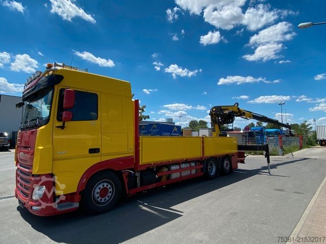 Autokran DAF XF 530 FAN 6X2 Baustoffpritsche mit HYVA HC213E3