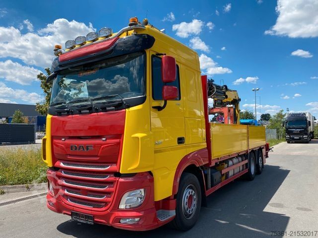 Autokran DAF XF 530 FAN 6X2 Baustoffpritsche mit HYVA HC213E3