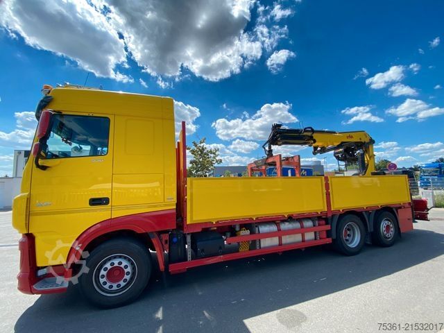 Autokran DAF XF 530 FAN 6X2 Baustoffpritsche mit HYVA HC213E3
