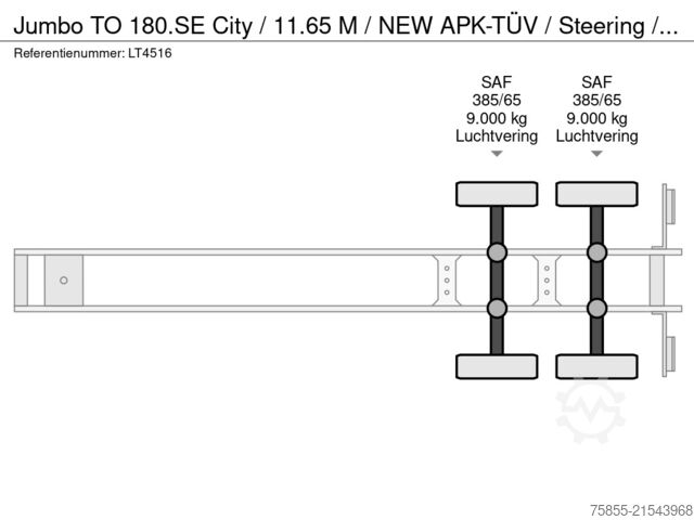 Schiebeplanen Jumbo TO  City / 11.65 M / NEW APK-TÜV / Steeri...