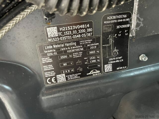 Electric 4-wheel forklift Linde E 25 L - 01 // Triplex // nur 700Std. // Zinkenver