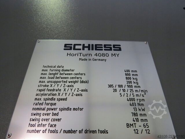 CNC-Drehzentrum SCHIESS HoriTurn 4080 MY