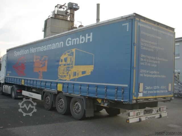 Semi-trailer with flatbed & tarpaulin Krone SDP 27 Coil 8.600 bahnverladbar