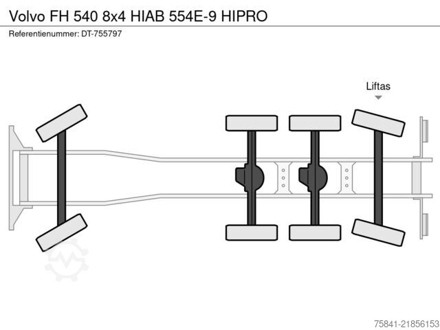 Crane truck Volvo FH 540 8x4 HIAB 554E-9 HIPRO