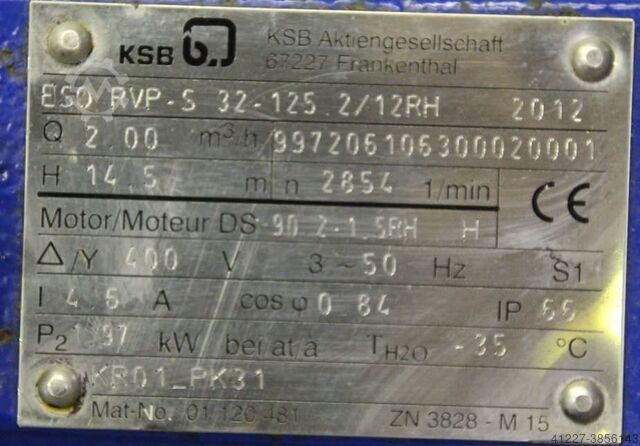 Kreiselpumpe KSB ESO RVP-S32-125 2/12RH