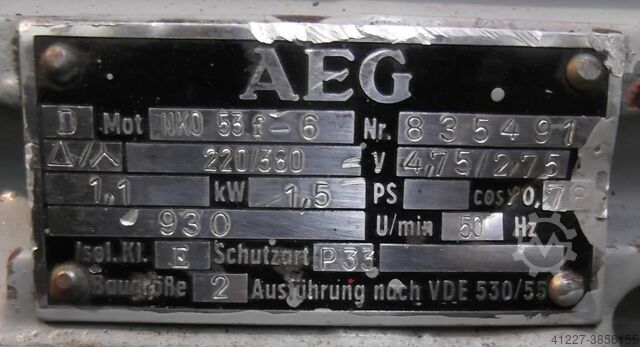 Electric motor 1.1 kW 930 Rpm AEG NKO53f-6