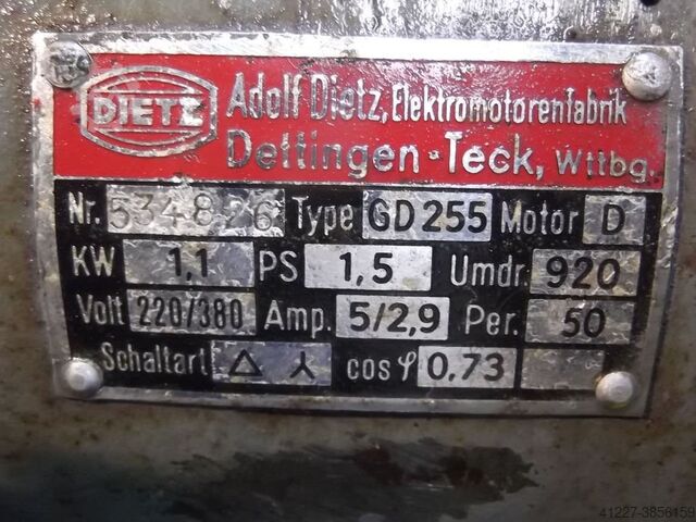 Electric motor 1.1 kW 920 Rpm Dietz GD255