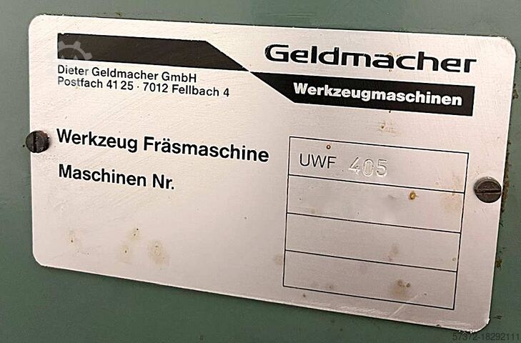 Tool Milling Machine Geldmacher UWF 405