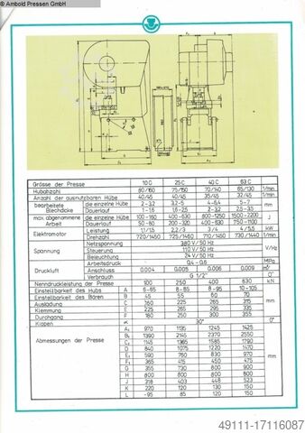 Exzenterpresse - Einständer SMERAL LEN 63 C