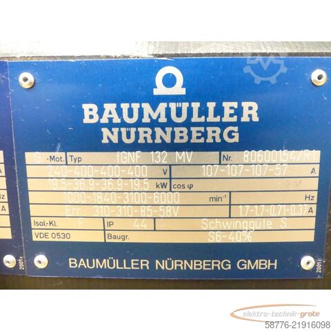 Control unit Baumüller GNF 132 MV Motor SN:80600154/R1 +  GHT 612/42 Tachogenerator