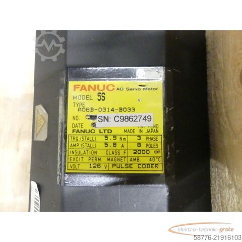 Control unit Fanuc A06B-0314-B033 AC Servo Motor SN: C9862749