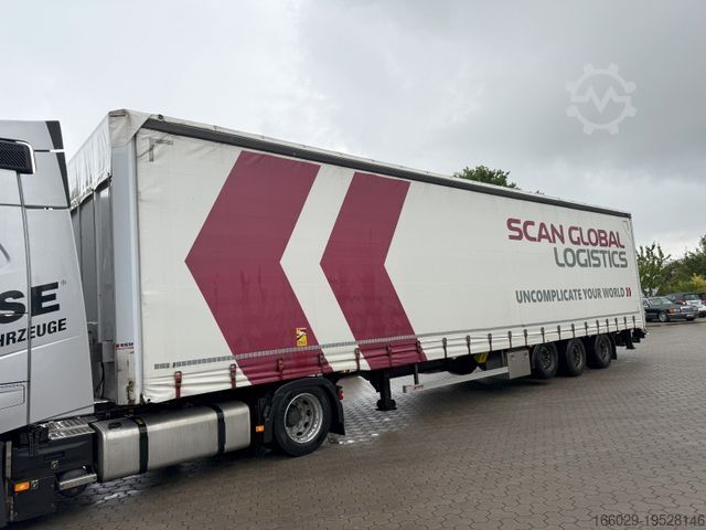 Low loader semitrailer  Wiese Mega Schiebeplane mit Dhollandia Rampe 9t