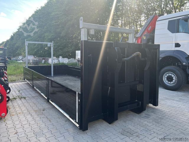 Auflieger-Wechselfahrgestell  Abrollcontainer mit Bordwänden