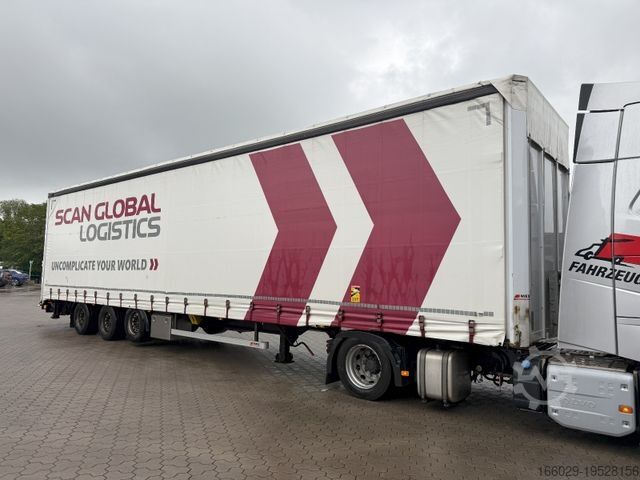 Open semitrailer with tarp  Wiese Mega Schiebeplane mit Dhollandia Rampe 9t