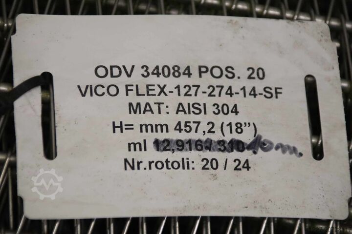 Förderbandgurt Gliedergurt Edelstahl 2 Rollen Costacurta VICO FLEX-127-274-14-SF Breite 457 mm