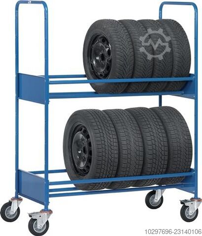 Tire trolley with 2 adjustable tire supports in grid - 1 piece FETRA 