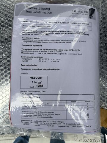 Binder UF V 500 Freezer Binder UF V 500
