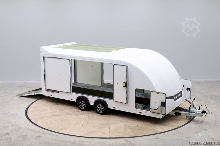 Car carrier van Brian James Trailer RACE SPORT 341-5521-35-2-12-W 550X210X196CM 3500KG GESCHLOSSENER AUTOTRAILER | WEISS