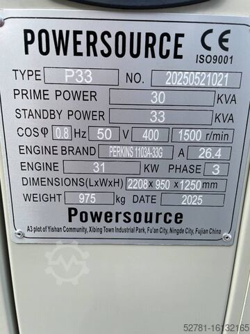 Generator set Perkins 1103A-33 - 33 kVA Generator - DPX-19802