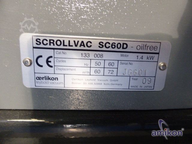 Vakuumpumpenstand Pfeiffer Oerlikon Leybold WOD 410 B mit SC 60 D u. WKP 500A