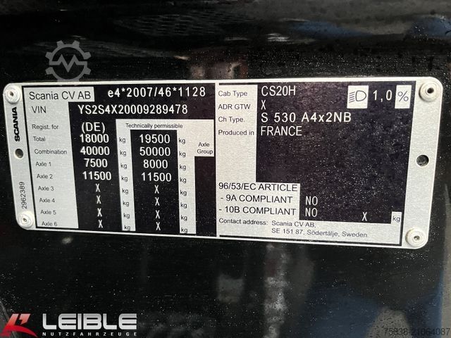 Standard SZM SCANIA S 530 A4x2NB*2xTank*VollLuft*Leder*TOP*