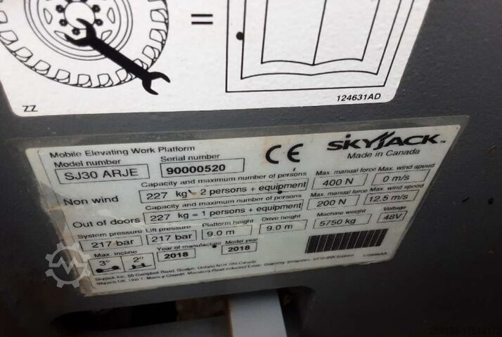 Working platform (self-propelled) Skyjack SJ30 ARJE Elektro 11m